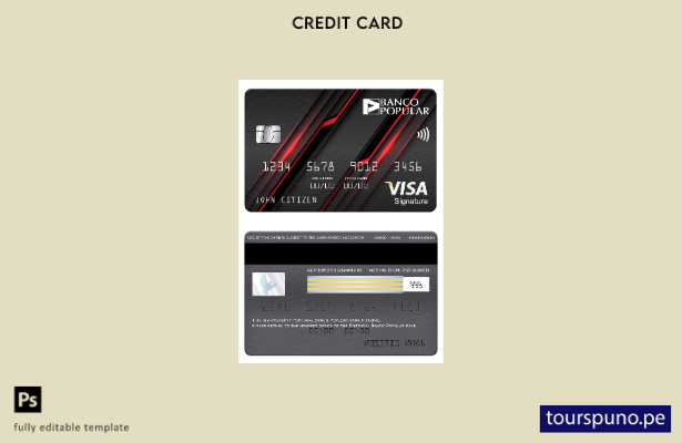 listo para imprimir plantilla de tarjeta de firma de visa bancaria de Portugal B